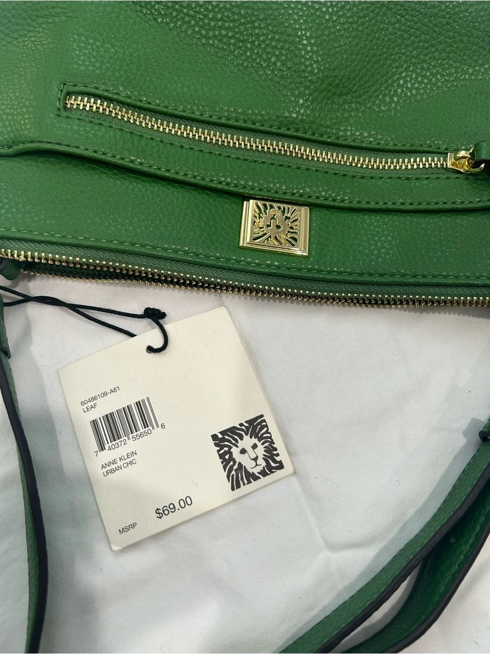Anne Klein Emerald Green Pebbled Crossbody with Gold Accents
